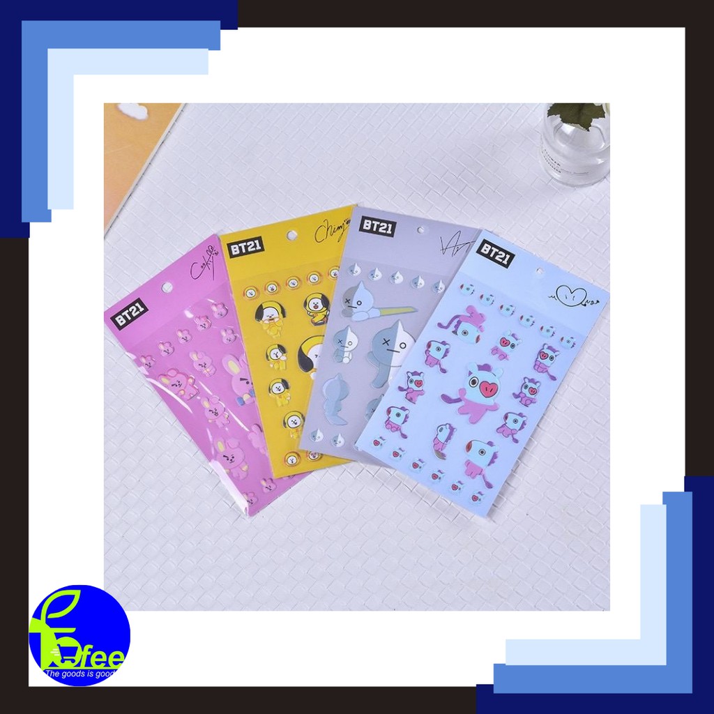 [IMPORT] ST70 Sticker BT21 Stiker Timbul 3D