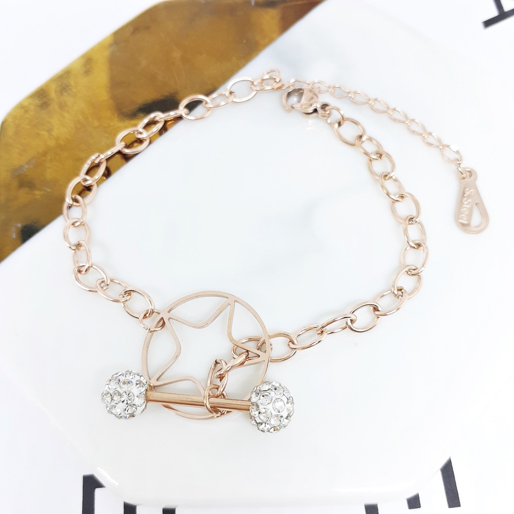 Gelang Titanium Big Star Korean Style Rosegold - BB579