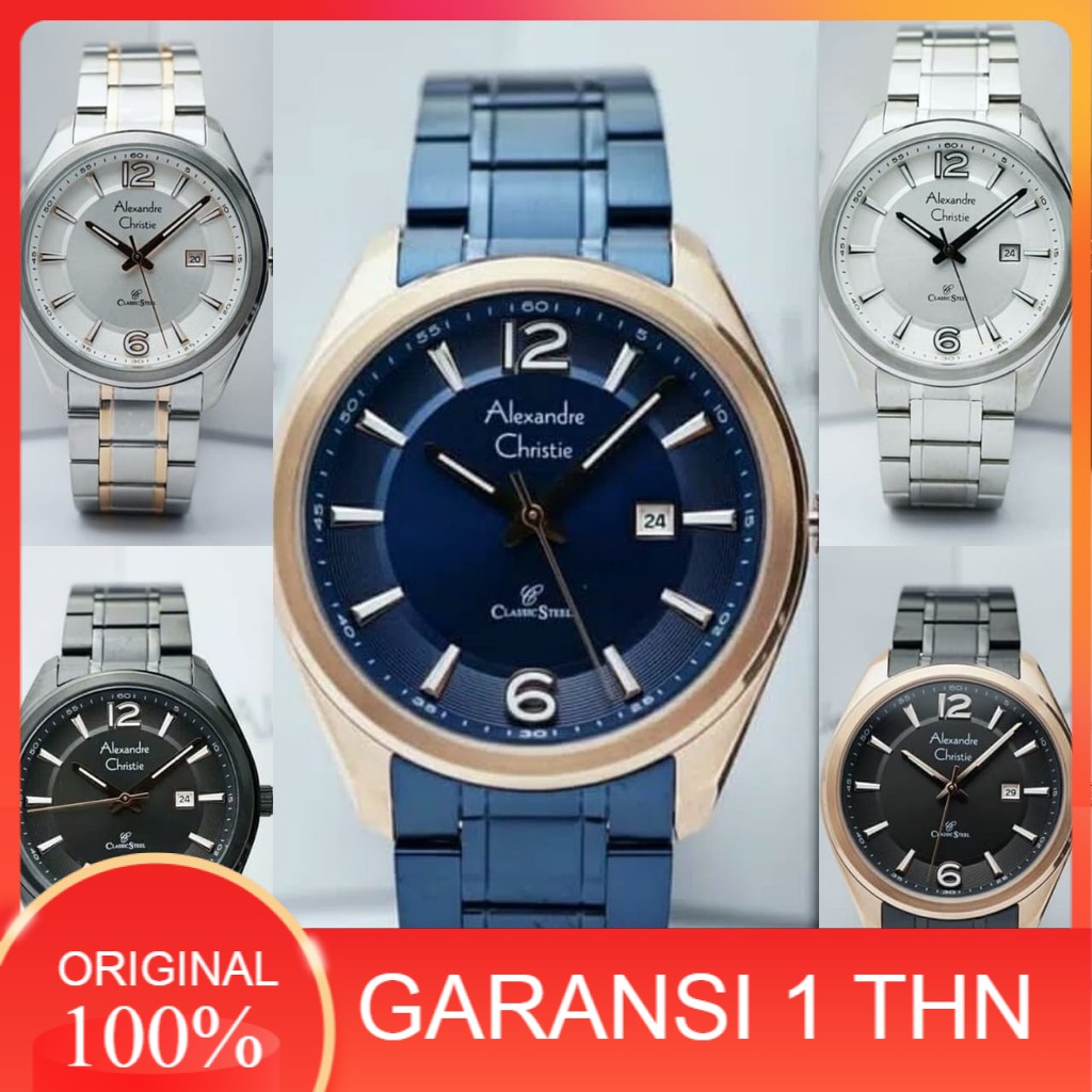 JAM TANGAN PRIA ALEXANDRE CHRISTIE AC 8583 AC8583 BLACK ORIGINAL