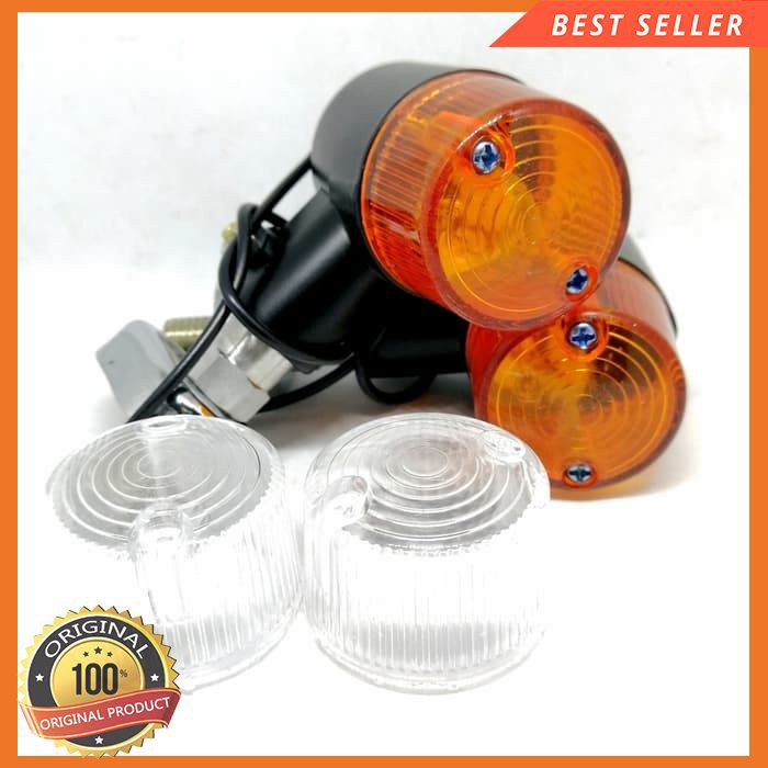 Lampu Sein Bulat Kotak Kaca Putih Kuning LED Motor Honda Susuki Yamaha