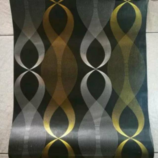 WALLPAPER DINDING MOTIF ULIR HITAM 10m x 45cm