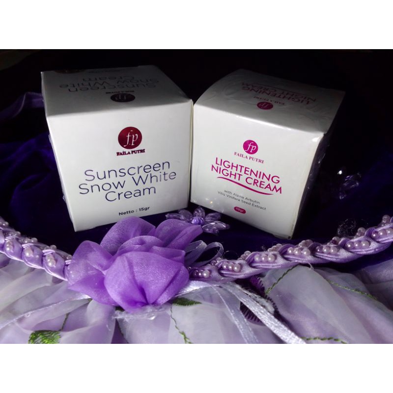 SUNSCREEN SNOW WHITE DAN LIGHTENING NIGHT CREAM FAILA PUTRI (paket hemat)