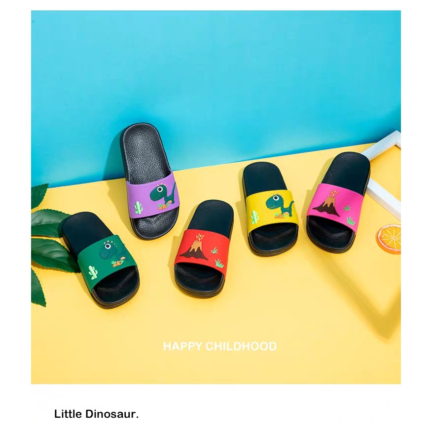 HappyOliver SANDAL DINO VOLCANIC Sandal selop karet lucu anak, Sandal anak dino lucu