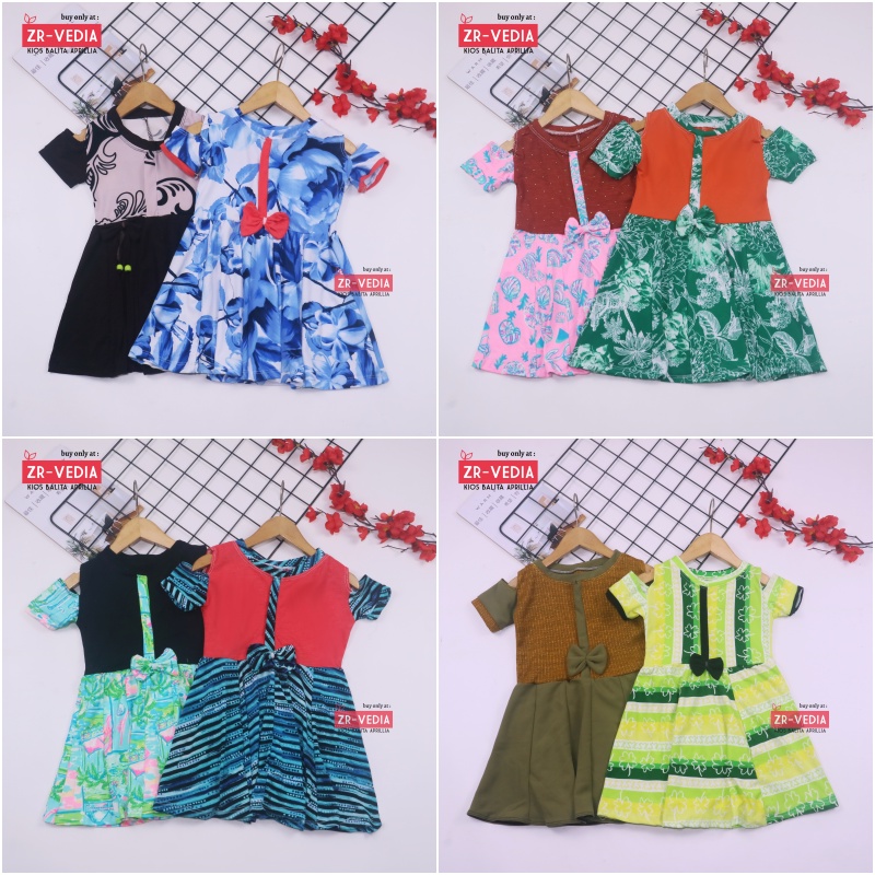 Dress Sabrina Uk 1-2 Tahun / Dres Anak Perempuan Murah Baju Cewek Dres Lengan Balita Fashion Kids