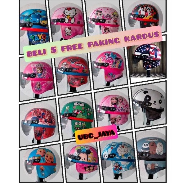 helm retro karakter anak lucu buat anak usia 2-4 tahun lingkar kepala - + 50cm