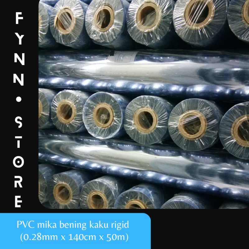 

PVC mika kaku bening rigid tebal 0.28 mm x 140 cm x 50 m