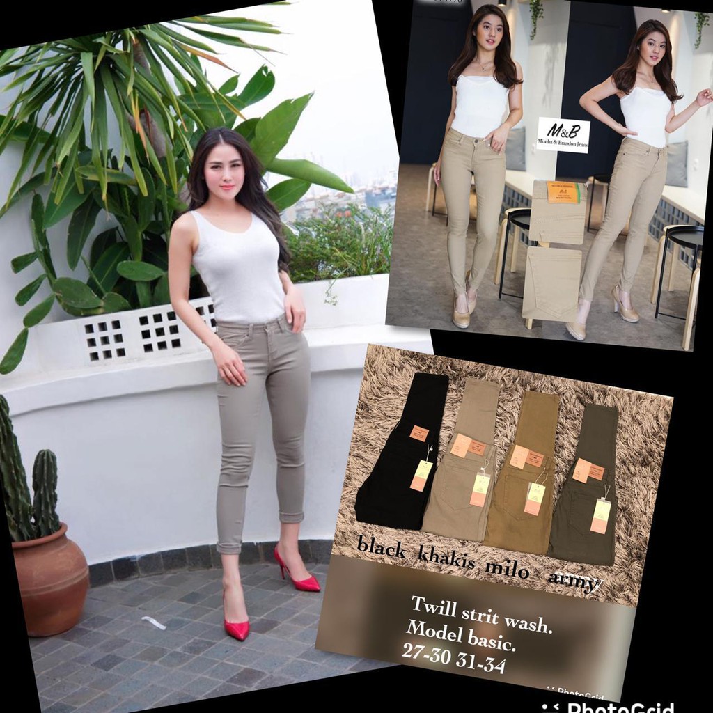 Celana Panjang Wanita Twill Stretch Basic 27 28 29 30 31 32 33 34 Bisa Bayar Ditempat(COD)