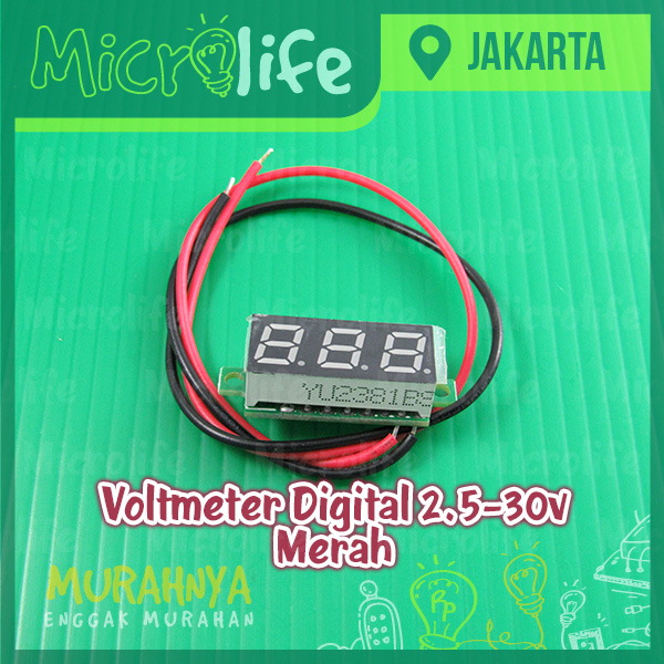 Voltmeter Digital Micro Merah 2.5-30v DC 0.28 Inch Red