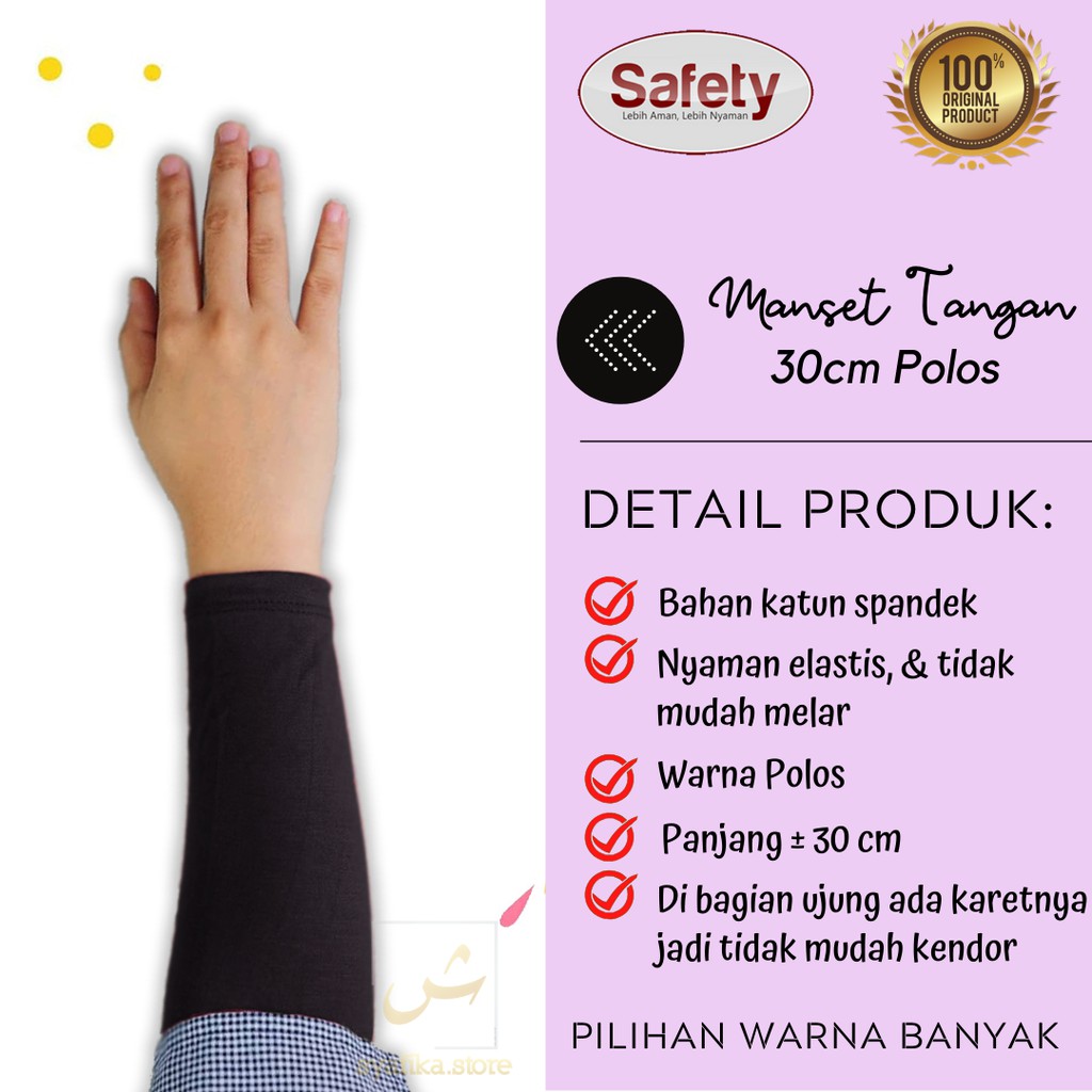 Manset Tangan Panjang 30cm Polos Bahan Katun Spandek Premium Nyaman dan Elastis