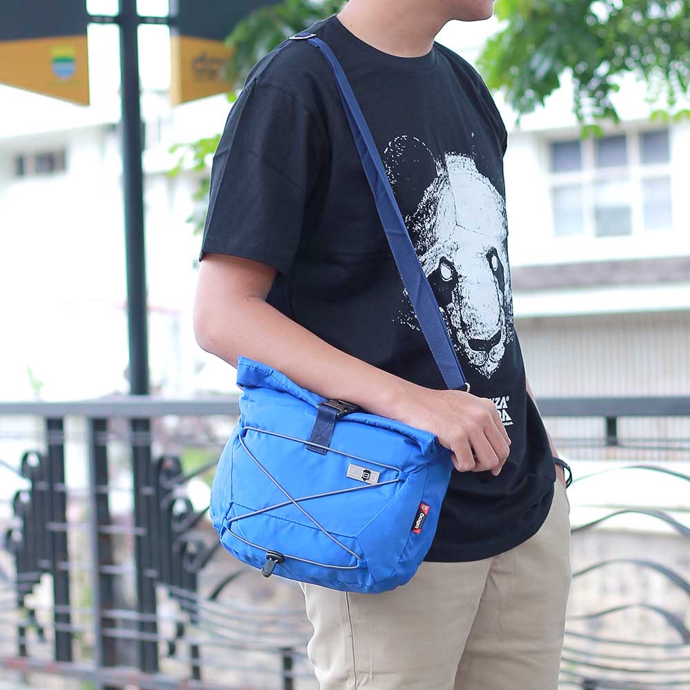 Tas Selempang Pria Sling Bag Premium Hitam Abu-abu