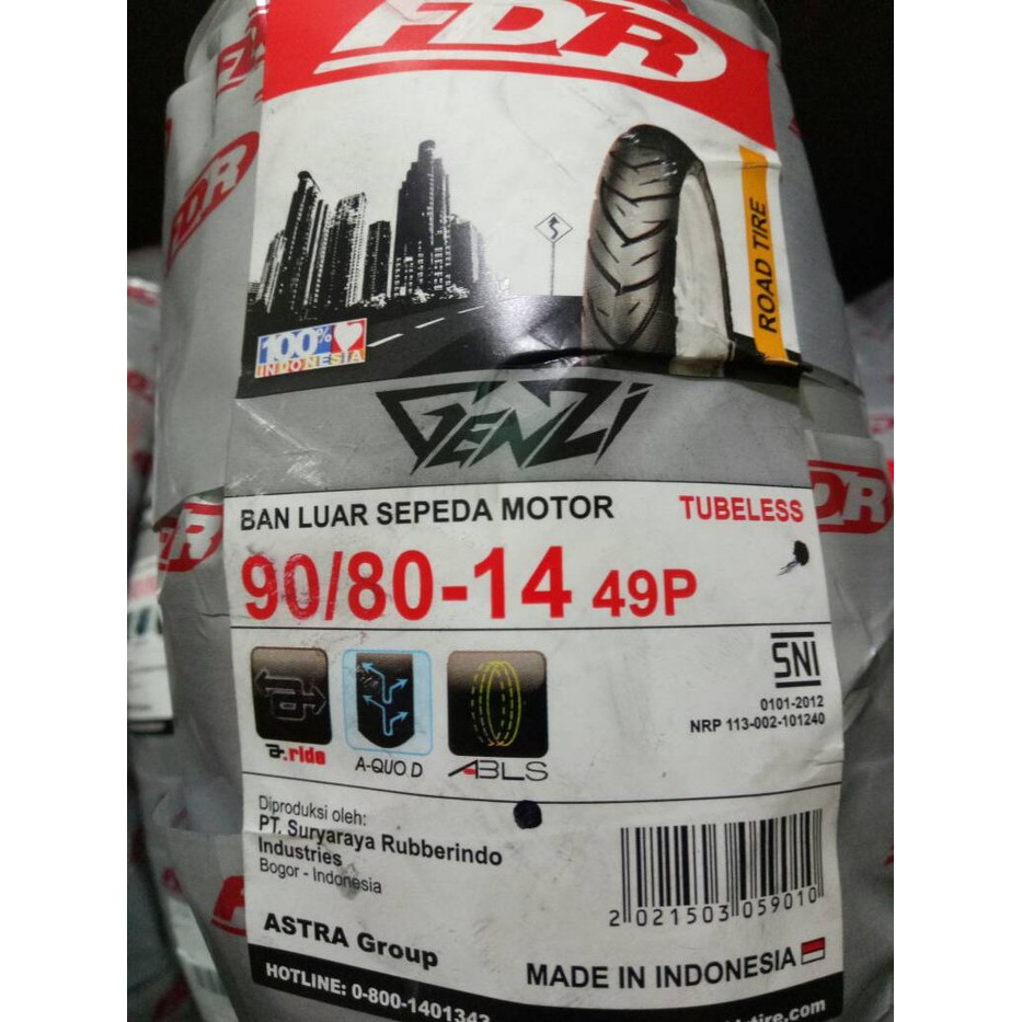 Ban Motor Matic FDR 90/80-14 Genzi Tubeless type Original