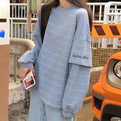 Bergaris sweater wanita tipis longgar Korea top