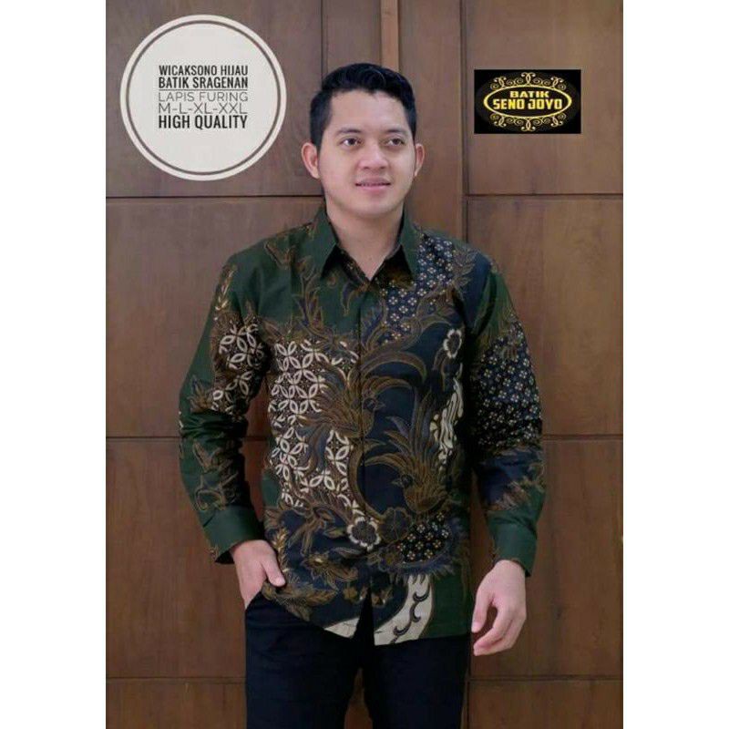 BAJU BATIK PRIA LENGAN PANJANG WICAKSONO HIJAU FULL FURING