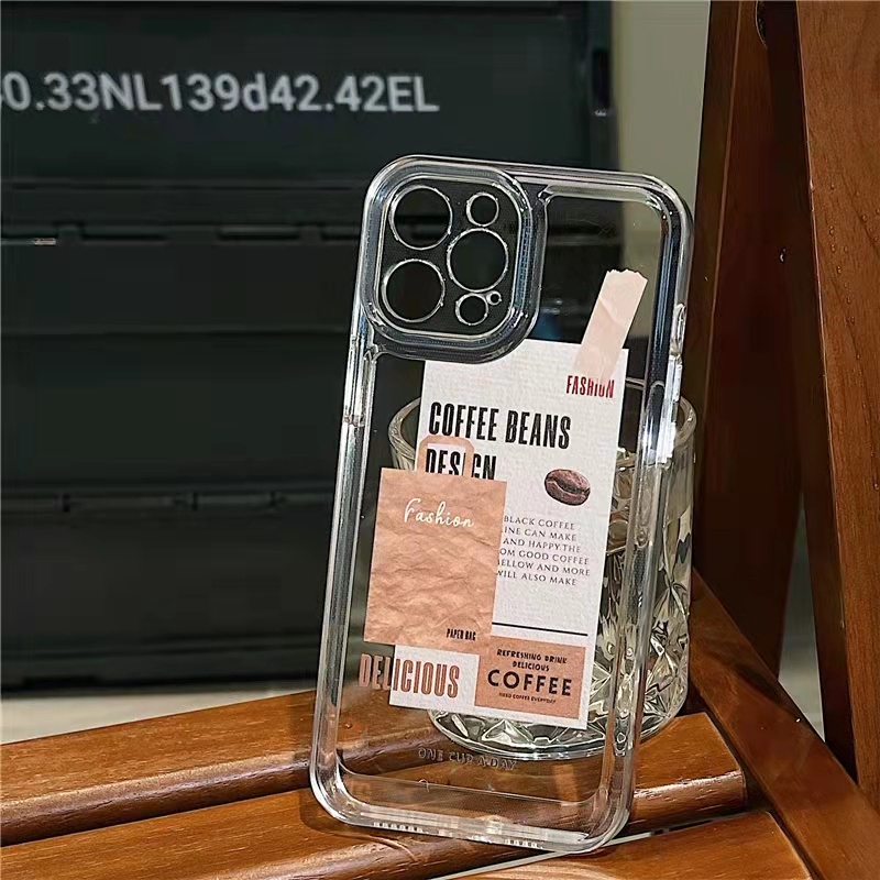 Case Bahan Akrilik Transparan Motif Coklat Kopi Untuk iPhone 11 7Plus 8Plus Xr XS 13 12 Pro Max