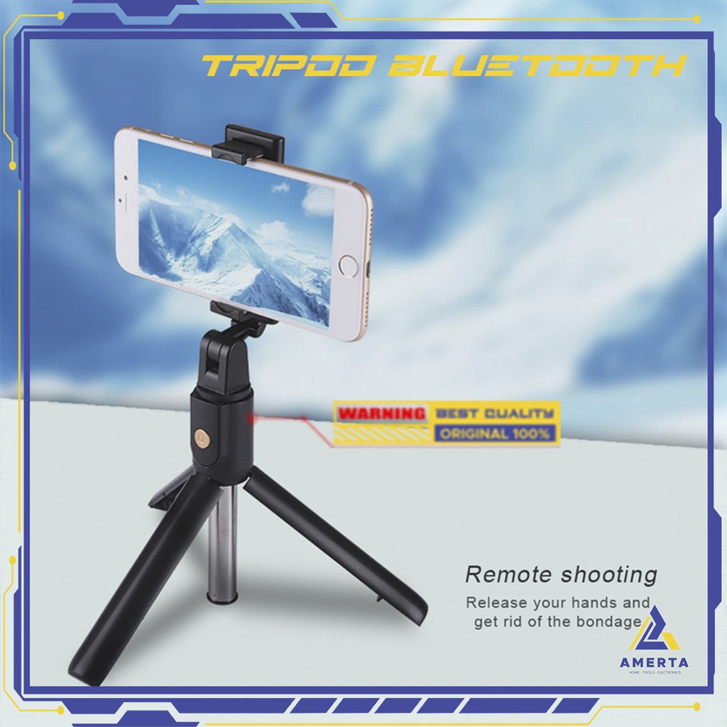 Tongsis Bluetooth Tripod Remote Selfie Stick Tripod Integrated