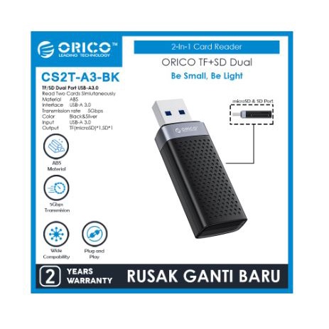 Card reader orico usb 3.0 Tf micro sd SD 5Gbps dual reading adapter cs2t-a3 - Pembaca kartu memory usb3.0