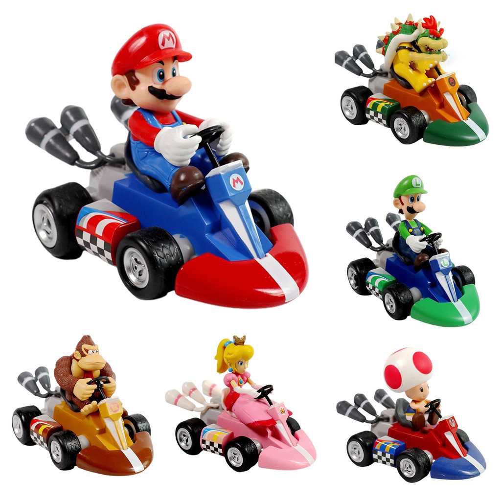 Mainan Mobil Super Mario Bros Luigi Yoshi Toad Pull Back Untuk Koleksi