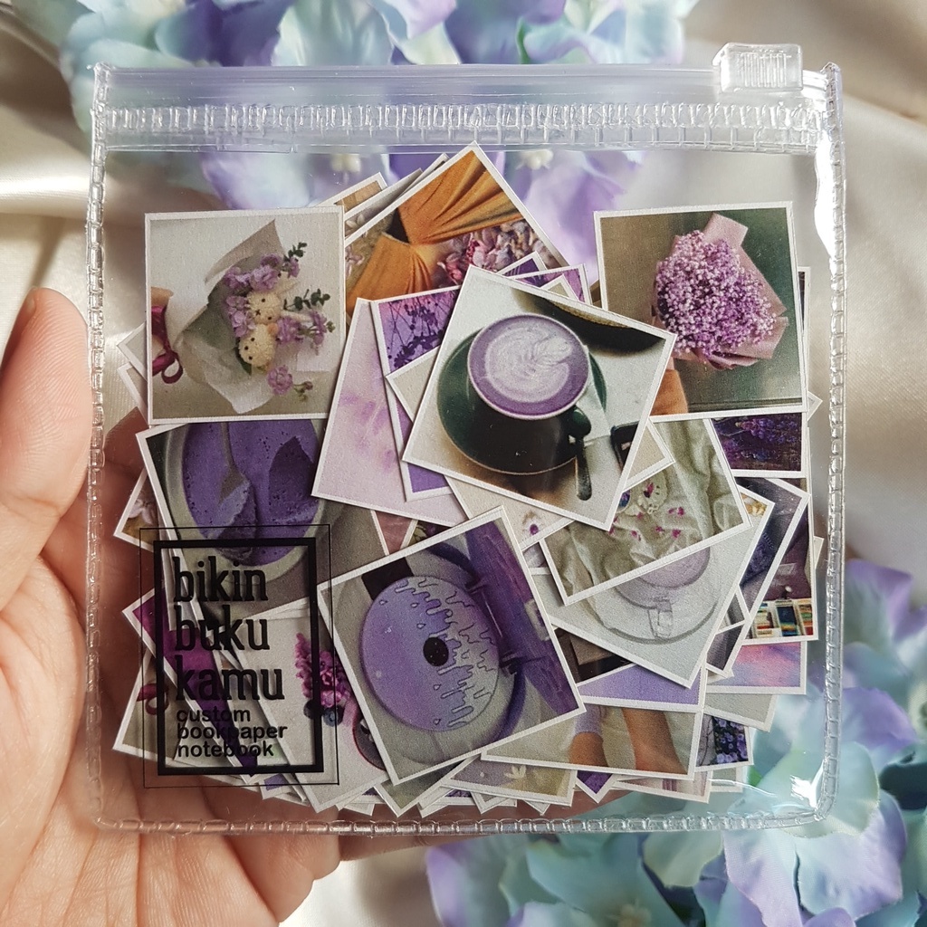 

88pcs Mini Sticker Stiker Jurnal HVS FREE ZIPLOCK POUCH - Purple