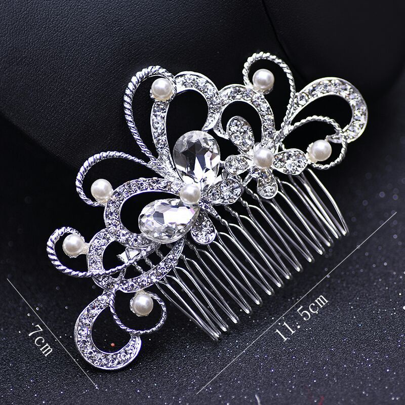 Wedding  Rhinestone Faux Pearl Hair Clip Bridal Hair Comb