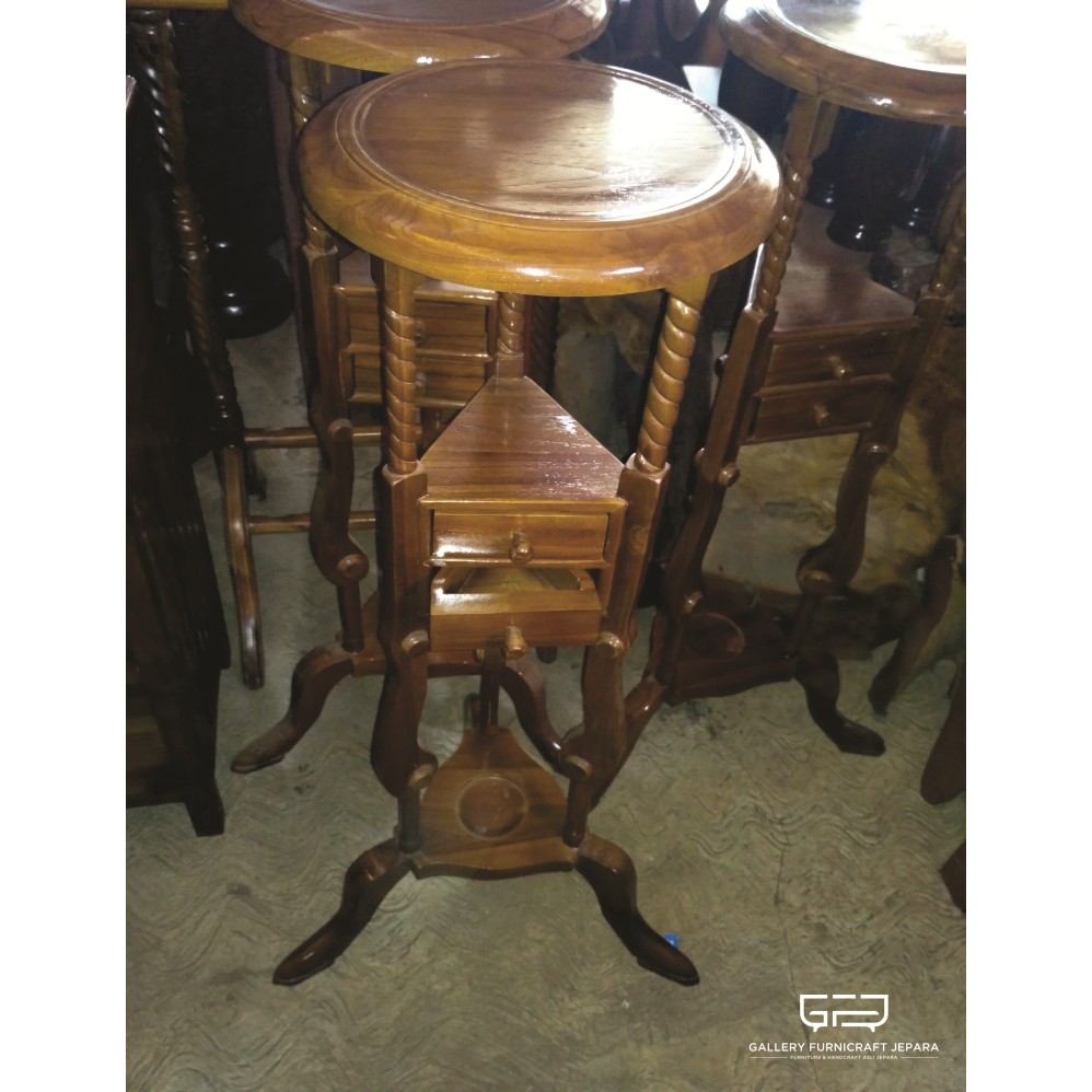 Nakas Hias Bulat Dispenser Kayu Jati