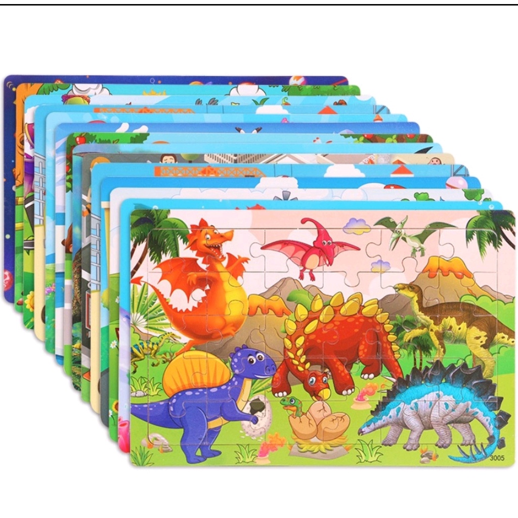 Mainan Anak Puzzlemu Kayu Anak Kartun Mainan Edukasi Balita Wooden Toys Mainan jIgsaw Puzzle Hewan Mainan Edukatif