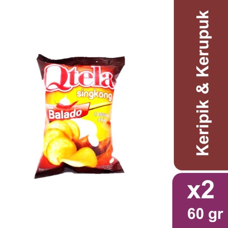 

Qtela keripik singkong balado 2 x 60gr