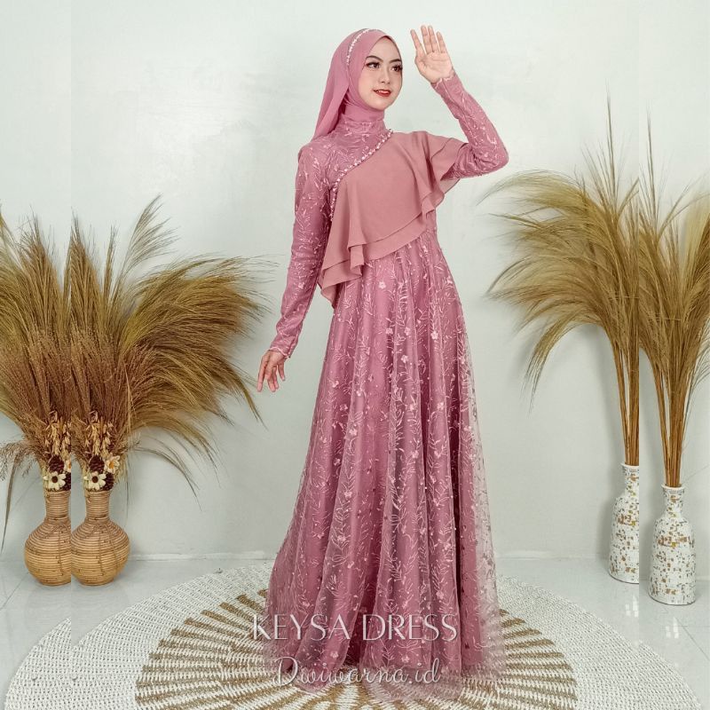 Nagina Maxy 10 Look Nagita Maxy Keisya Dress Brukat Kondangan Gamis Pesta Wanita Muslimah Dress Bridesmaid Sage