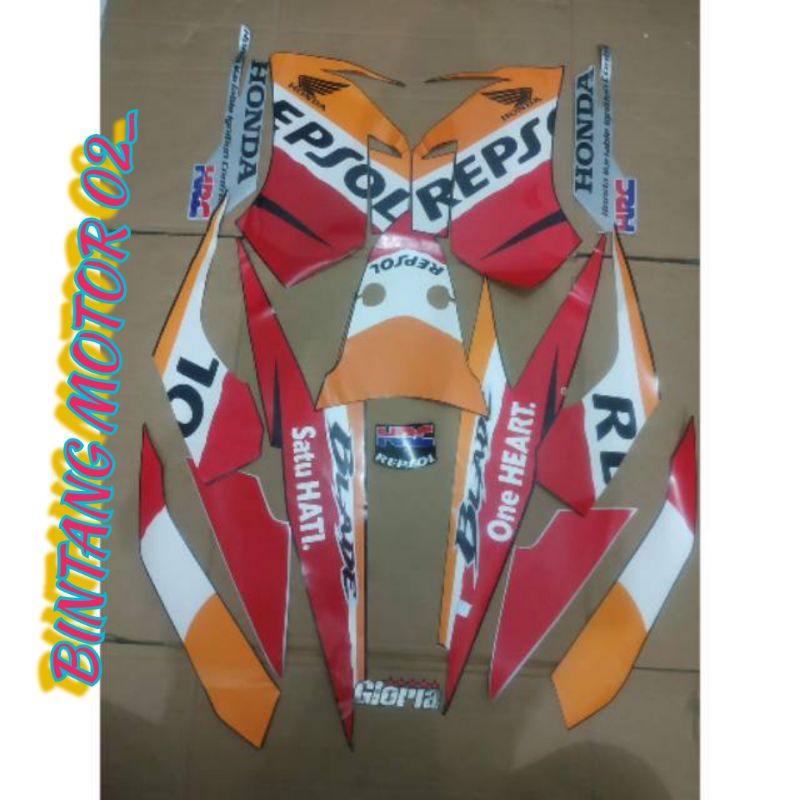 ...Striping atau stiker Honda Blade new Repsol karbu 110 full body