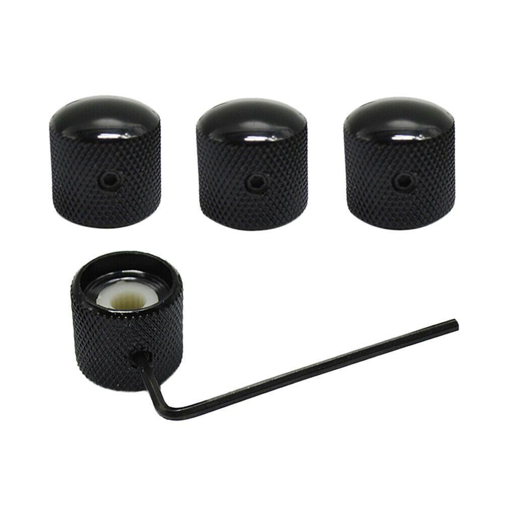 TOP 4pcs Knob Pengatur Nada Kunci Hitam Knob Kubah Metal