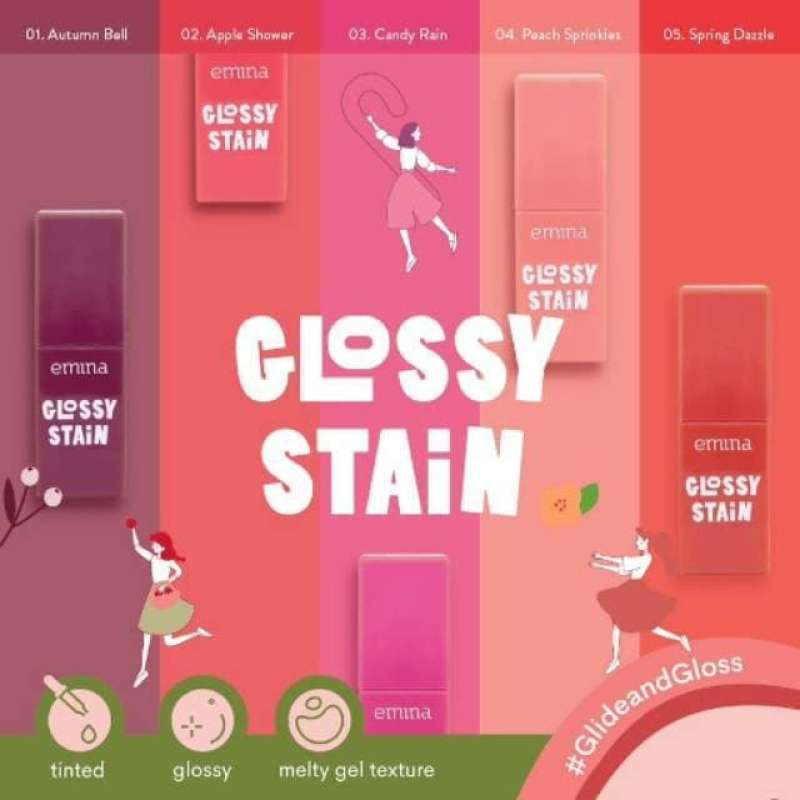 EMINA Glossy Stain 3g | Lip tint gel finishing glossy (KIM)