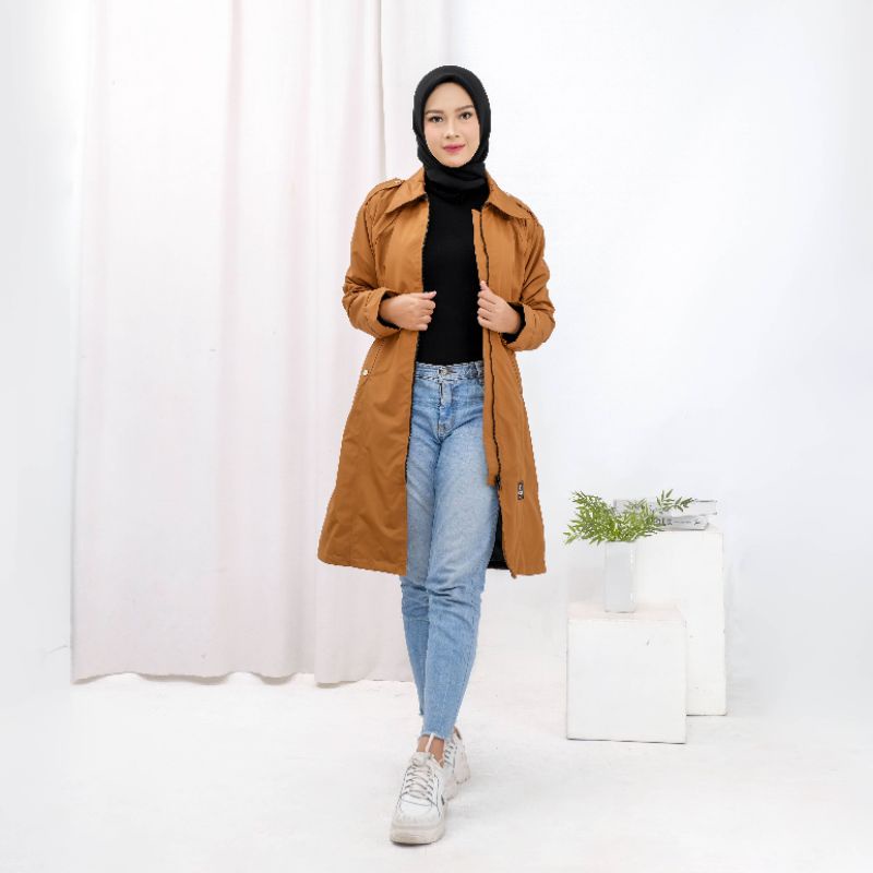 ANAPHA jaket coach wanita muslimah jaket coat panjang jaket parka coach wanita