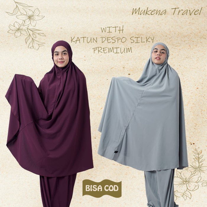 Mukena Mukenah Mungkena Mekena Mokena Mekenah Dewasa Travel Traveling  Murah Katun Polos Silky Premi