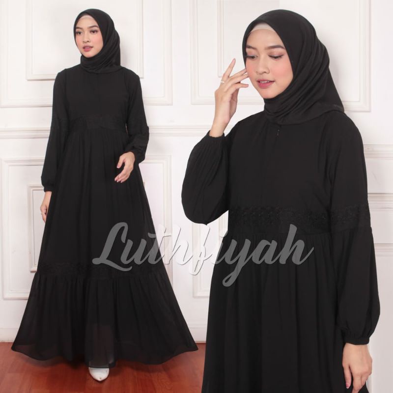 GAMIS CERUTY MODEL REMPEL TERBARU / GAMIS CERUTY HITAM