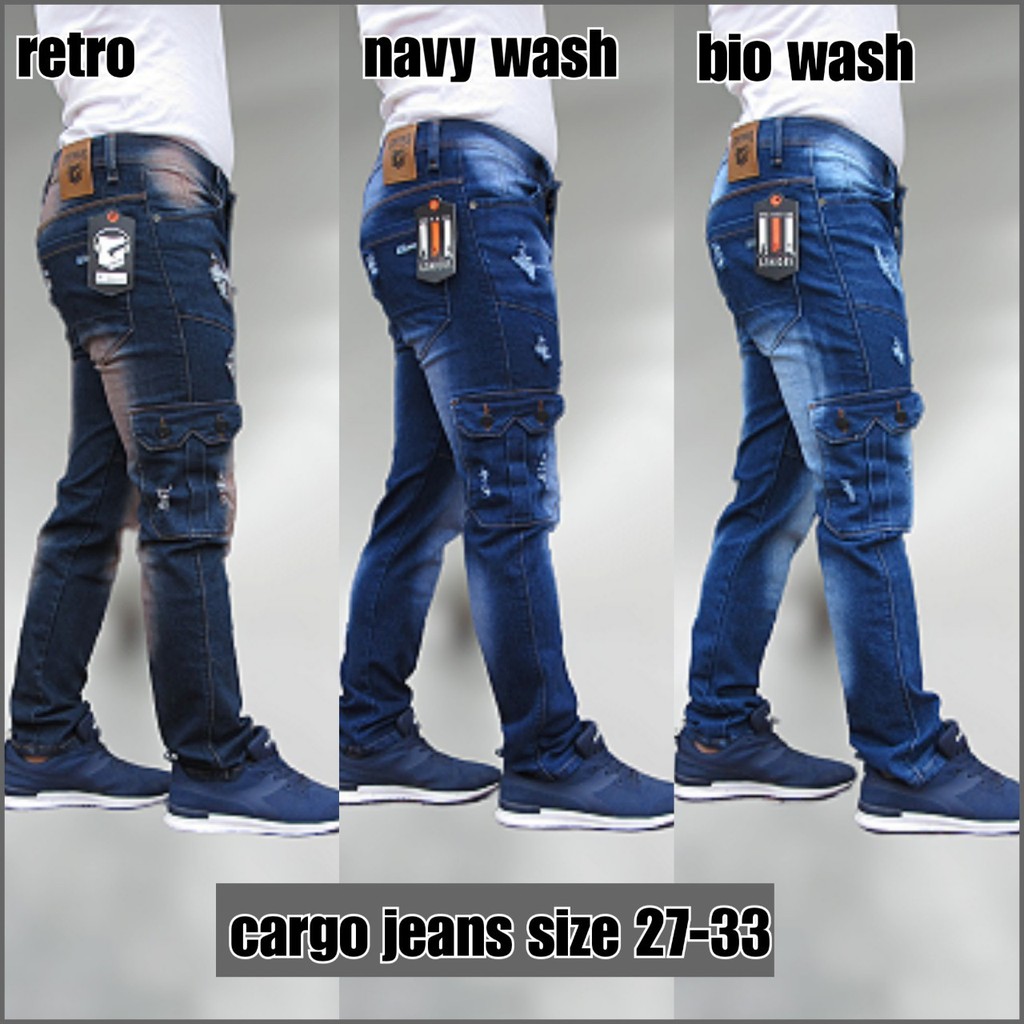 CELANA JEANS COWOK SAKU SAMPING/CARGO JEANS COWOK