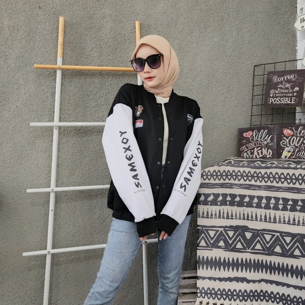 SAMEXOY BASEBALL 2XL 3XL Jacket Sweater Crewneck Oversize-Outerwear Wanita Fashion Terkini Korean Style