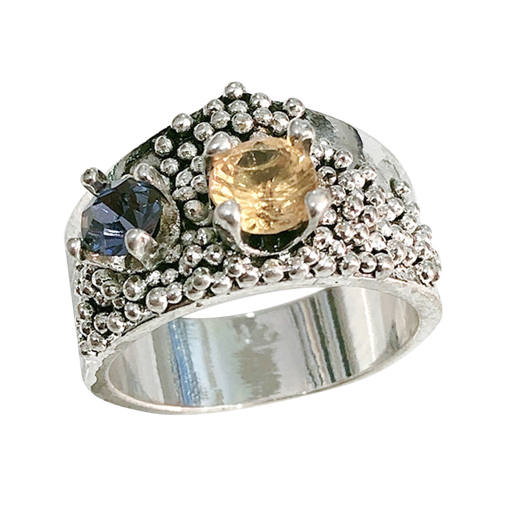 Hu Hu Hu Hu Hu Alat Bantu Pasang Kacamata♡ Cincin Antik Dengan Bola Kubik Zirkonia Warna Ganda Untuk Pengantin