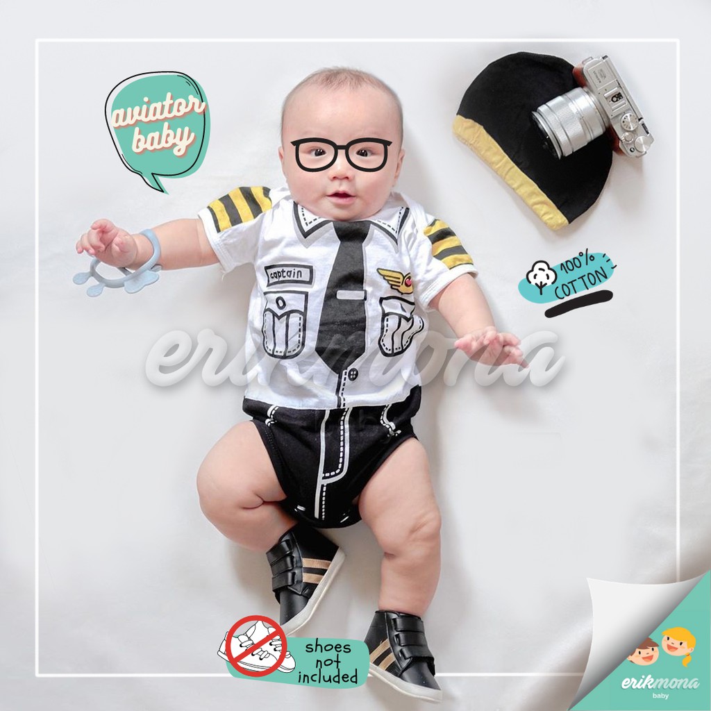 ♥︎ baju bayi jumper bayi lucu ♥︎ model karakter pilot aviator ♥︎