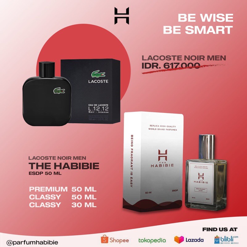 Habibie Parfum LACOSTE NOIR MEN Refill Parfum Original Taste 99%