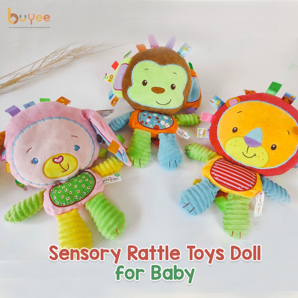 Buyee Gift Sensory Rattle Toys Doll for Baby | Mainan Boneka Sensori dan Gigitan Bayi untuk Bayi 3 bulan+