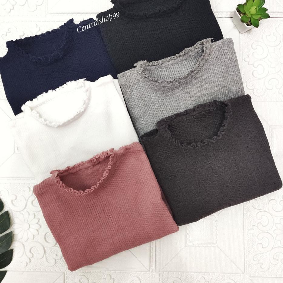 TERMURAH CROP KRIWIL  PANJANG- Baju Rajut Wanita - Sweater Rajut