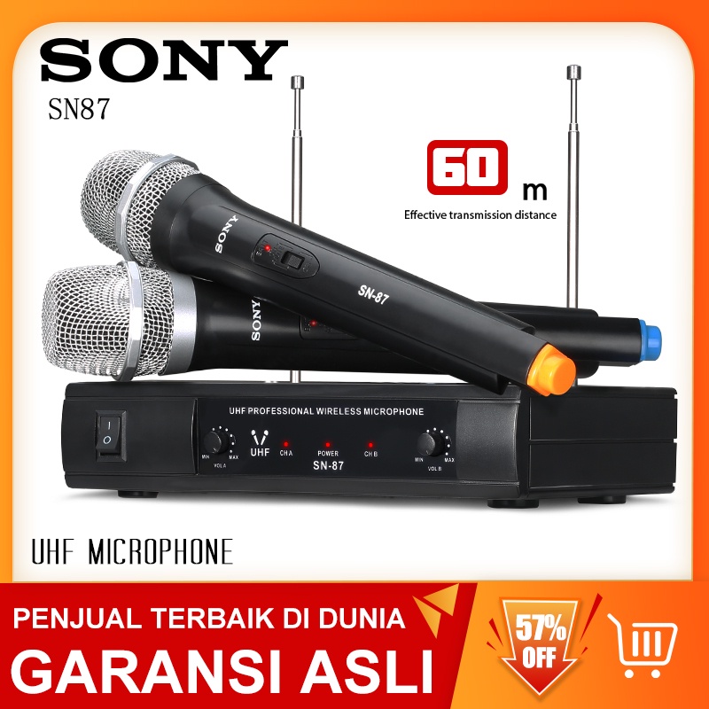 Mikrofon Nirkabel SONY SN87 VHF band 2 genggam Jarak penerimaan 60M Peralatan audio KTV profesional