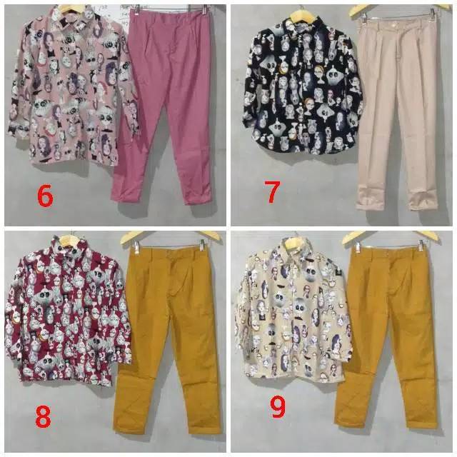 SET KEMEJA RETRO DAN BAGGYPANTS / SETELAN KARAKTER