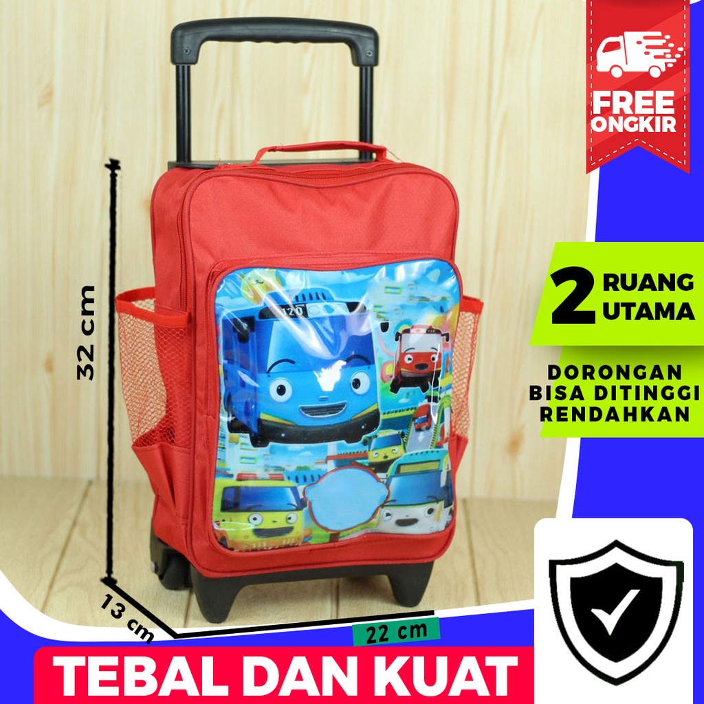 Ransel Gendong Dorong Termurah Gambar Little Bus Merah Tas Trolly Anak PAUD TK Cowok Keren Bagus