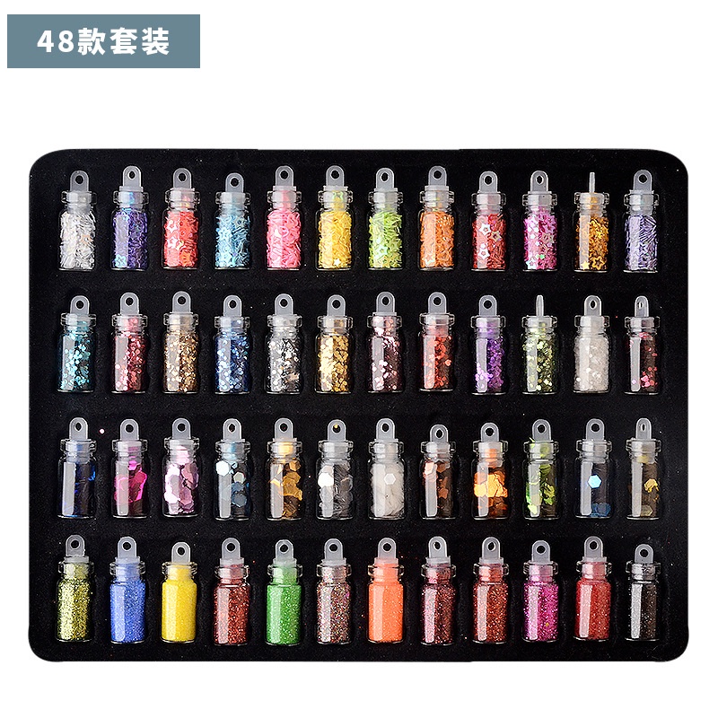 【 COD 】48warna Glitter mix size gliter nailart nail art swarovski acc hologram glitter pearl nail