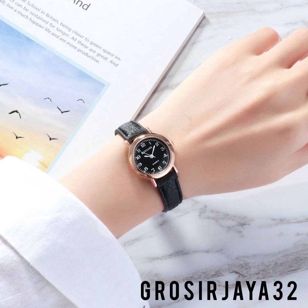 (GROSIRJAYA32) Jam Tangan Wanita SHANDY Fashion Kulit Retro Round Small Women Watches Analog