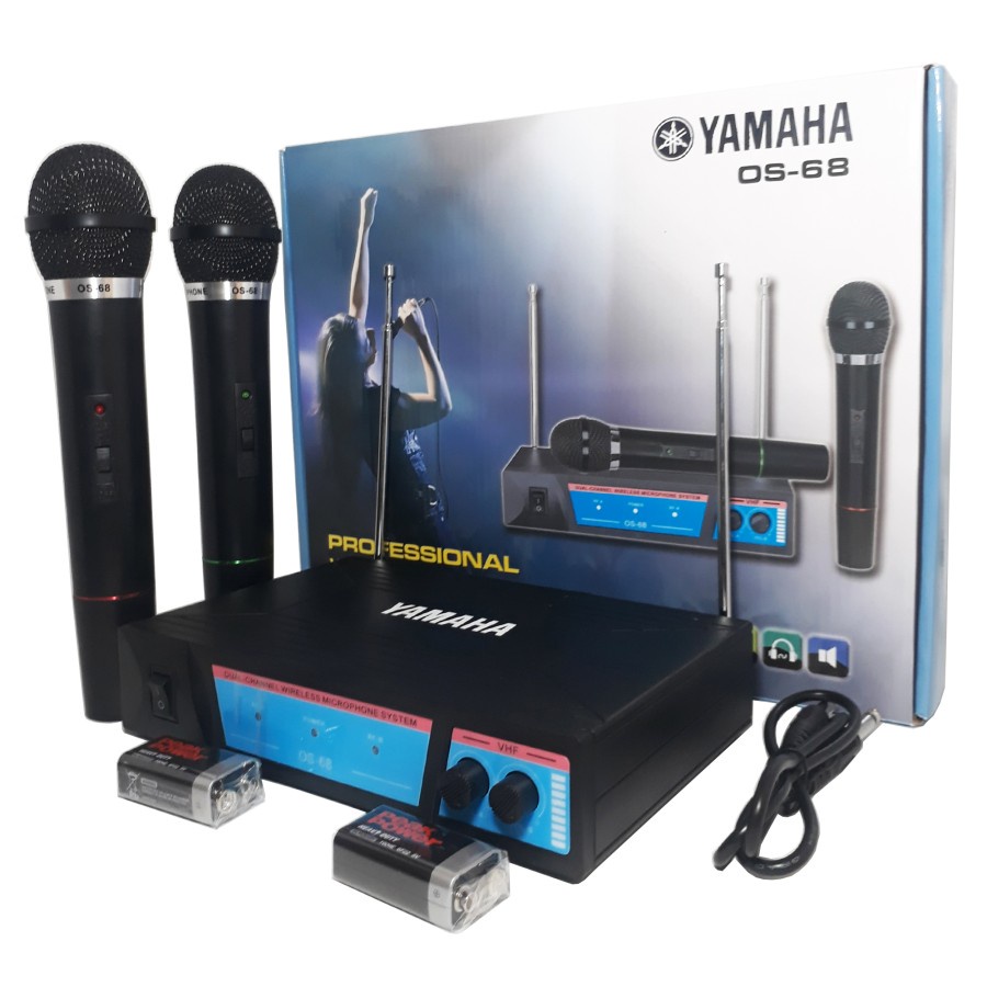 Microphone Karaoke YAMAHA OS-68 Wireless Double Mikrofon mic tanpa kabel