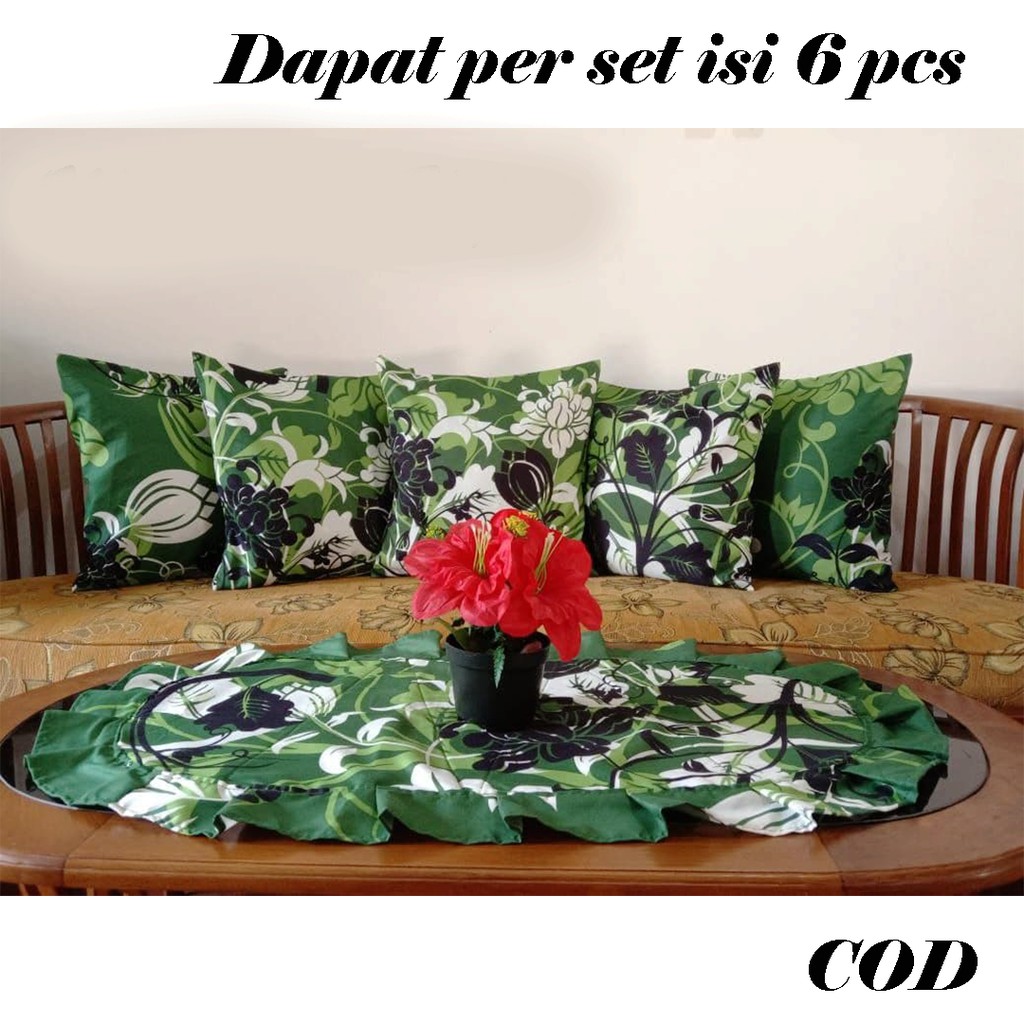 [✅COD] Sarung Bantal Kursi 40x40 Set Taplak Meja Kain Rumbai Dekorasi Sofa Ruang Tamu Minimalis Perlengkapan Rumah