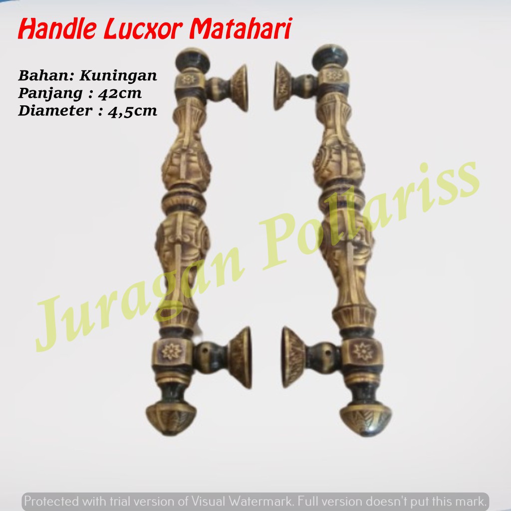 Handle Tarikan Pintu Kuningan Antik Rumah Gebyok Minimalis Kupu Tarung Motif Lucxor Matahari 42cm