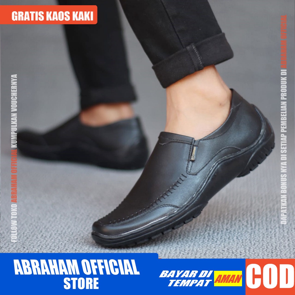 ABRHM VERDIC Sepatu Slip On Pria Kulit Asli Sepatu Pria Casual Pantofel KerjaSepatu Kasual Slop Anti Slip Semi Formal Kerja Kuliah Gaya Santai Keren Kekinian Original Murah Terlaris