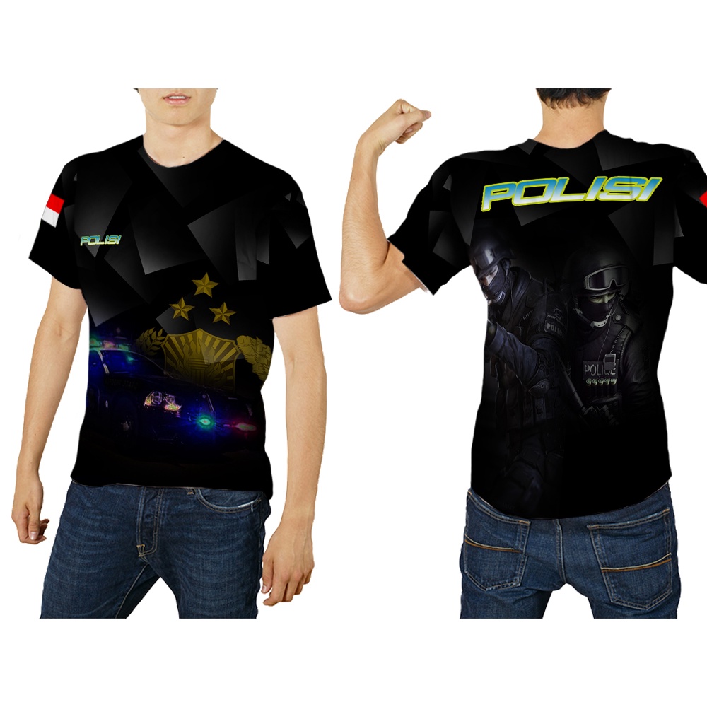 TiniShop - Kaos Polisi Pria / Kaos Polisi Militer / Kaos Pria Design Polisi 3D FullPrint